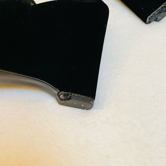 PRADA HIGH HEELS VELVET WEDGE BLACK SIZE 8 VINTAGE RARE - Picture 4 of 7